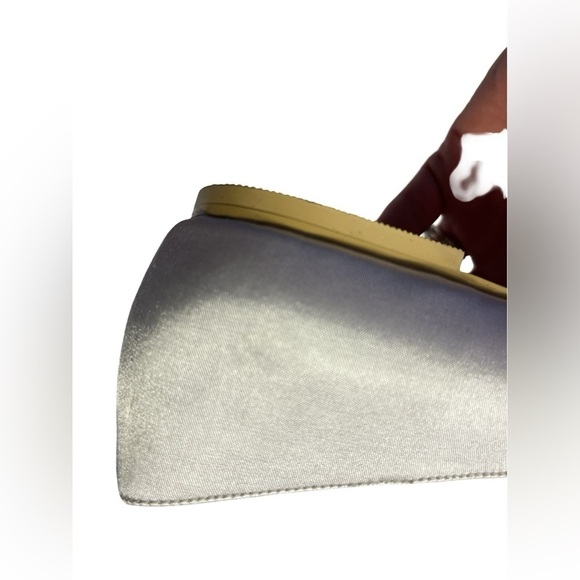 Elegantpark Peep Toe Rhinestone Flats Pleated Satin Wedding Bridal Shoes Size 10 - Picture 9 of 12